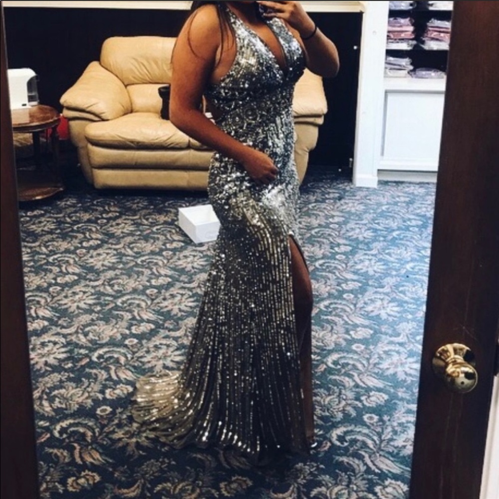 Over the top stand out prom dress with slit
